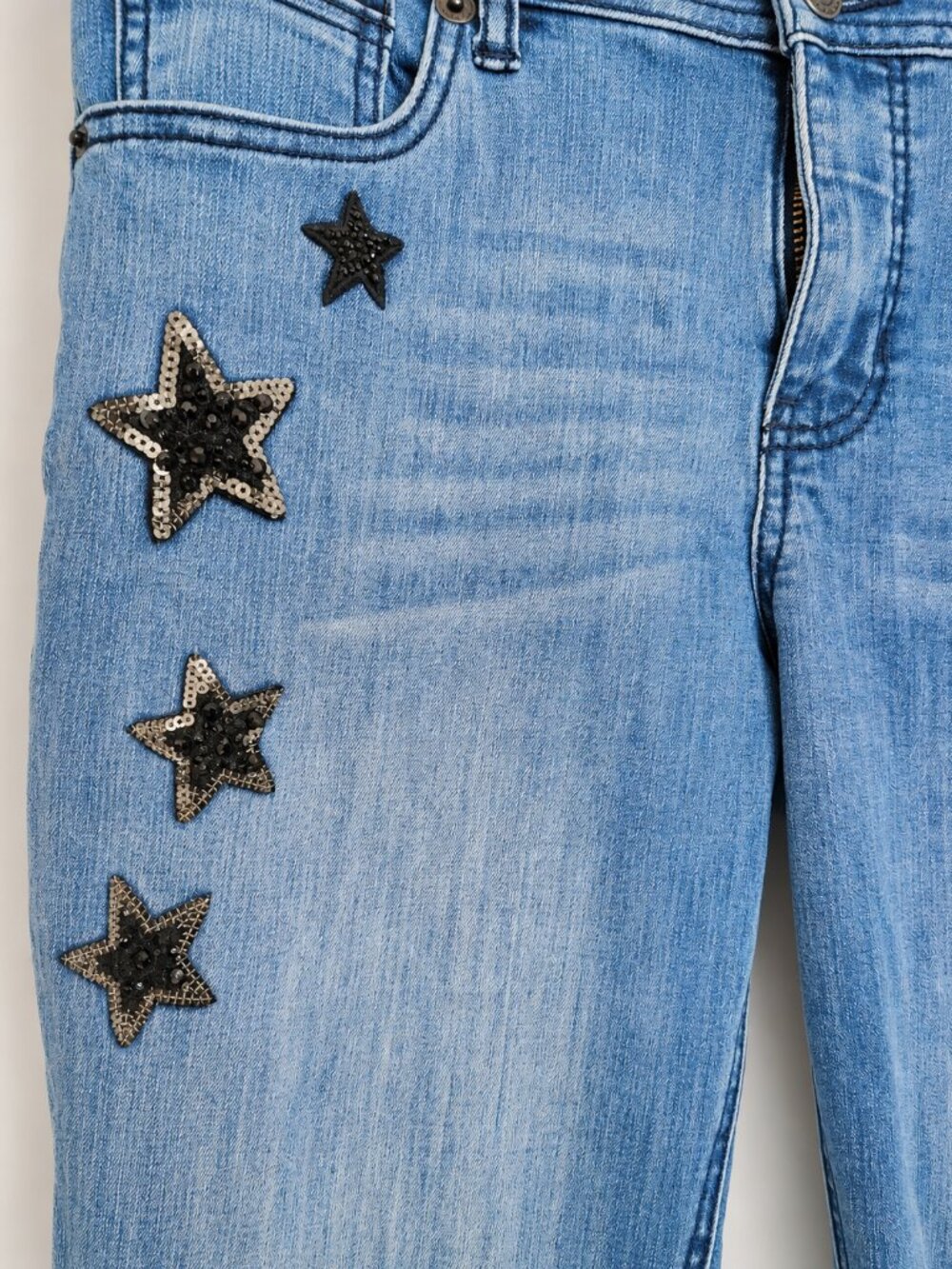Cat & Jack Girls Size 16 Super Skinny Star Embellished Jeans - Picture 6 of 11